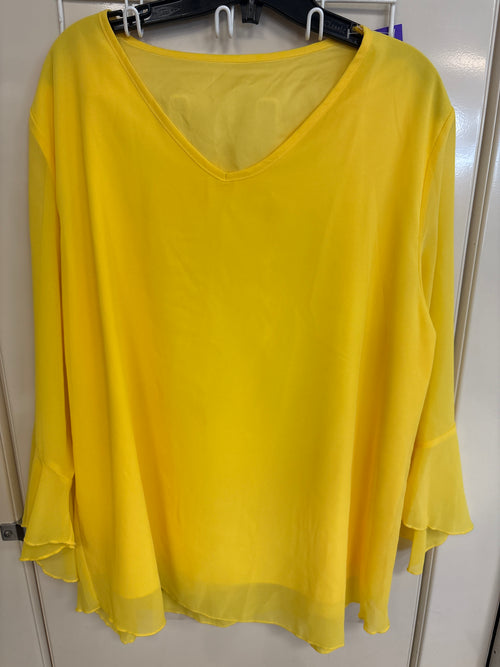 Blouse jaune à manches volantées — taille non indiquée