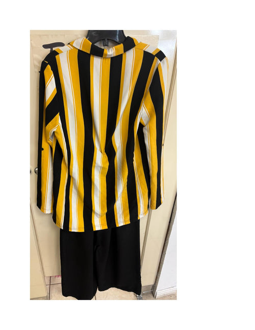 Ensemble veste rayée jaune et pantalon noir — taille S