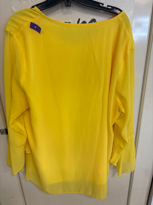 Blouse jaune à manches volantées — taille non indiquée — photo 2