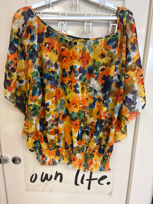Blouse fleurie multicolore — taille non indiquée — photo 2