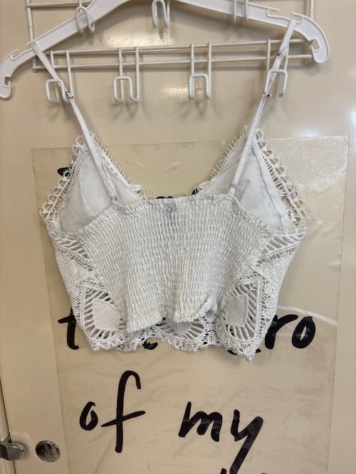 Camisole courte blanche au crochet — taille L — photo 2
