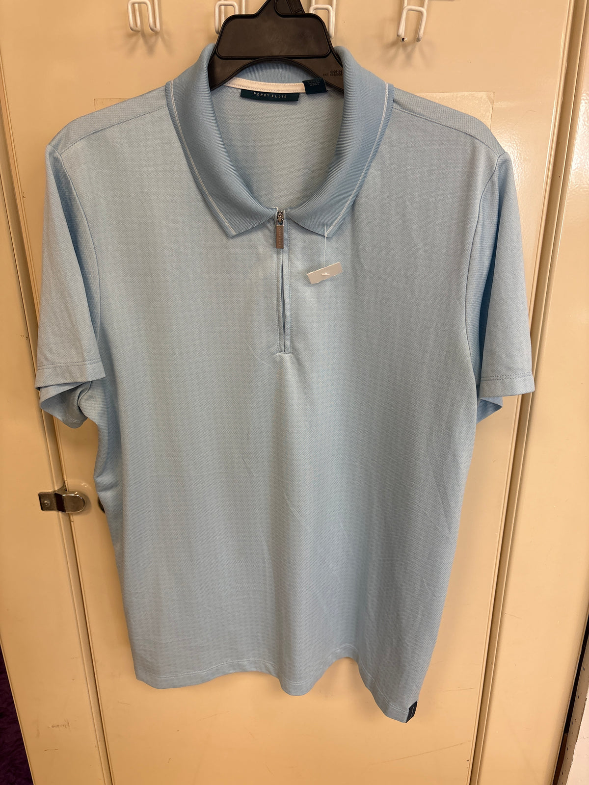 Polo bleu ciel zippé Perry Ellis — taille L — photo 1