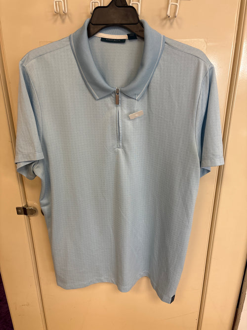 Polo bleu ciel zippé Perry Ellis — taille L