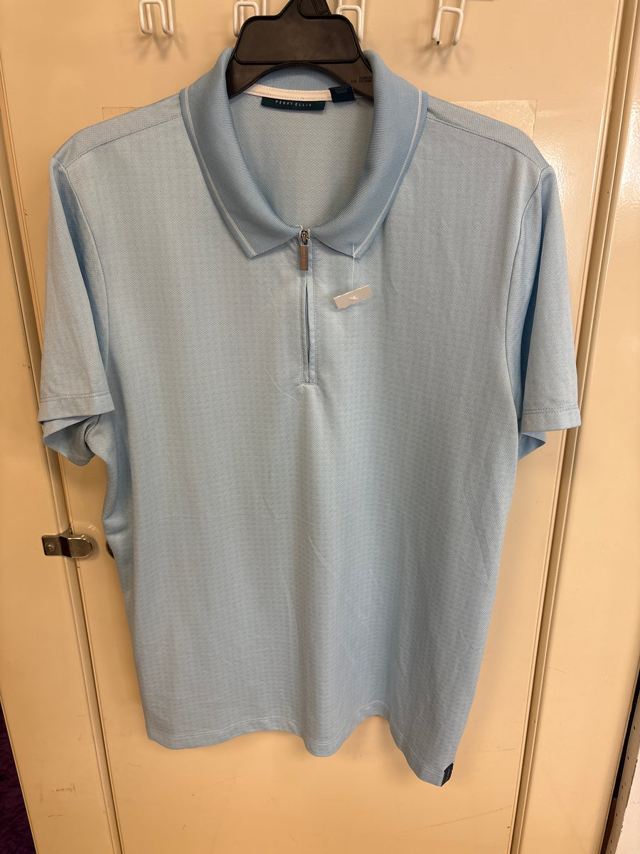 Polo bleu ciel zippé Perry Ellis — taille L — photo 1