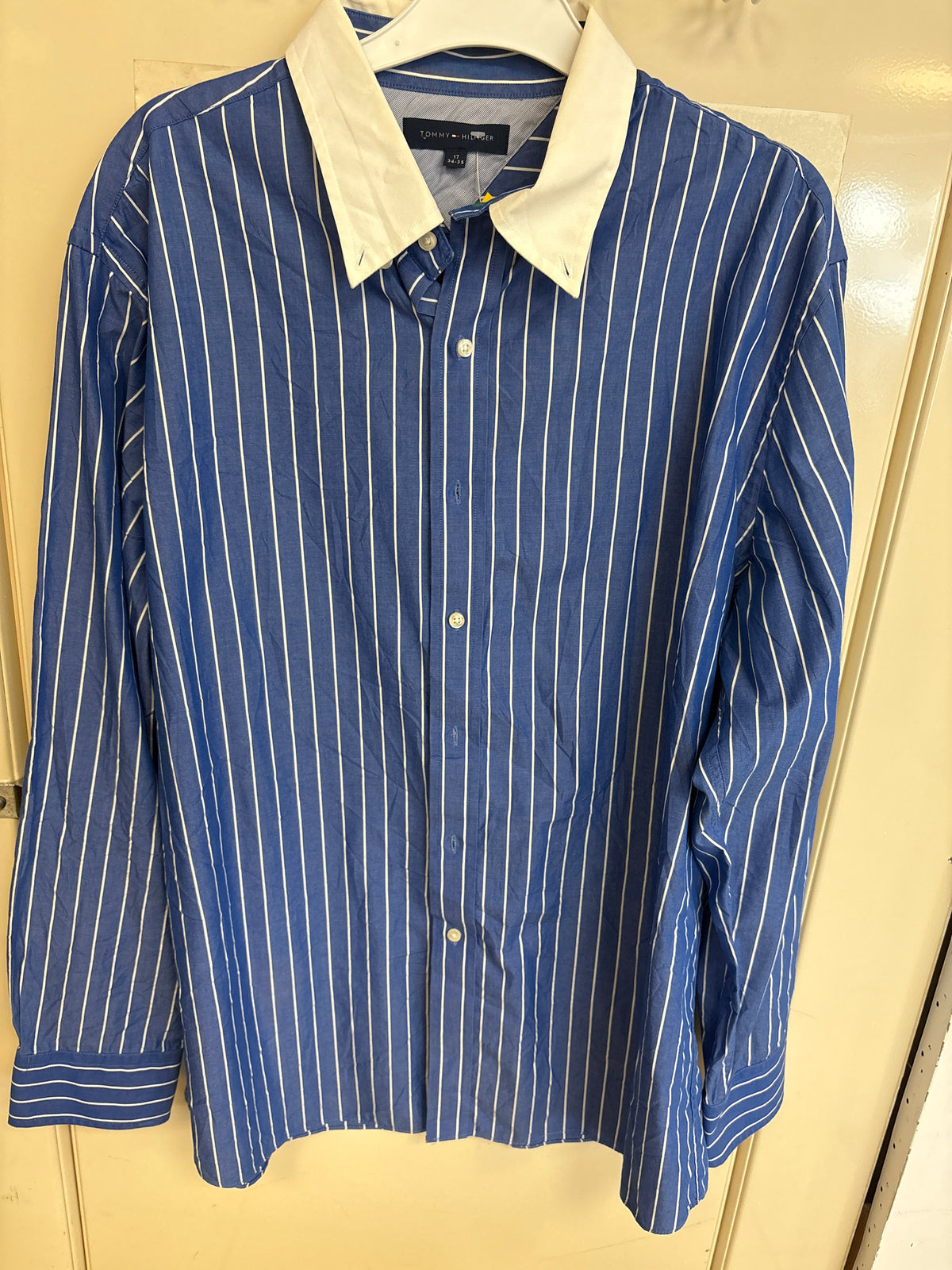 Chemise bleue rayée Tommy Hilfiger — taille 17 — photo 1