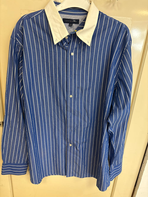 Chemise bleue rayée Tommy Hilfiger — taille 17
